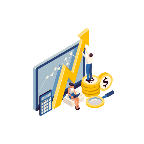 Investment with an arrow pointing upwards