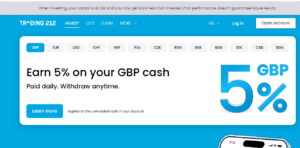 Trading 212 platform screenshot displaying user-friendly interface with real-time stock and ETF trading features