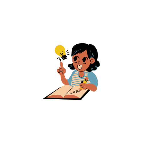 Girl sitting with educational books