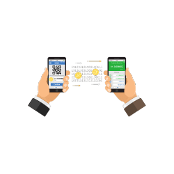 Phone transferring bitcoin to another device