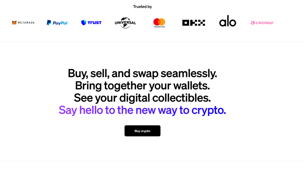 MoonPay promotes seamless crypto transactions with trusted partners like PayPal, Mastercard, and Uniswap.