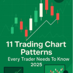 Green-themed illustrated cover image showing candlestick chart patterns, trading monitors, and a trader analysing data, with the title '11 Trading Chart Patterns Every Trader Needs To Know 2025' and branding from The Investors Centre.